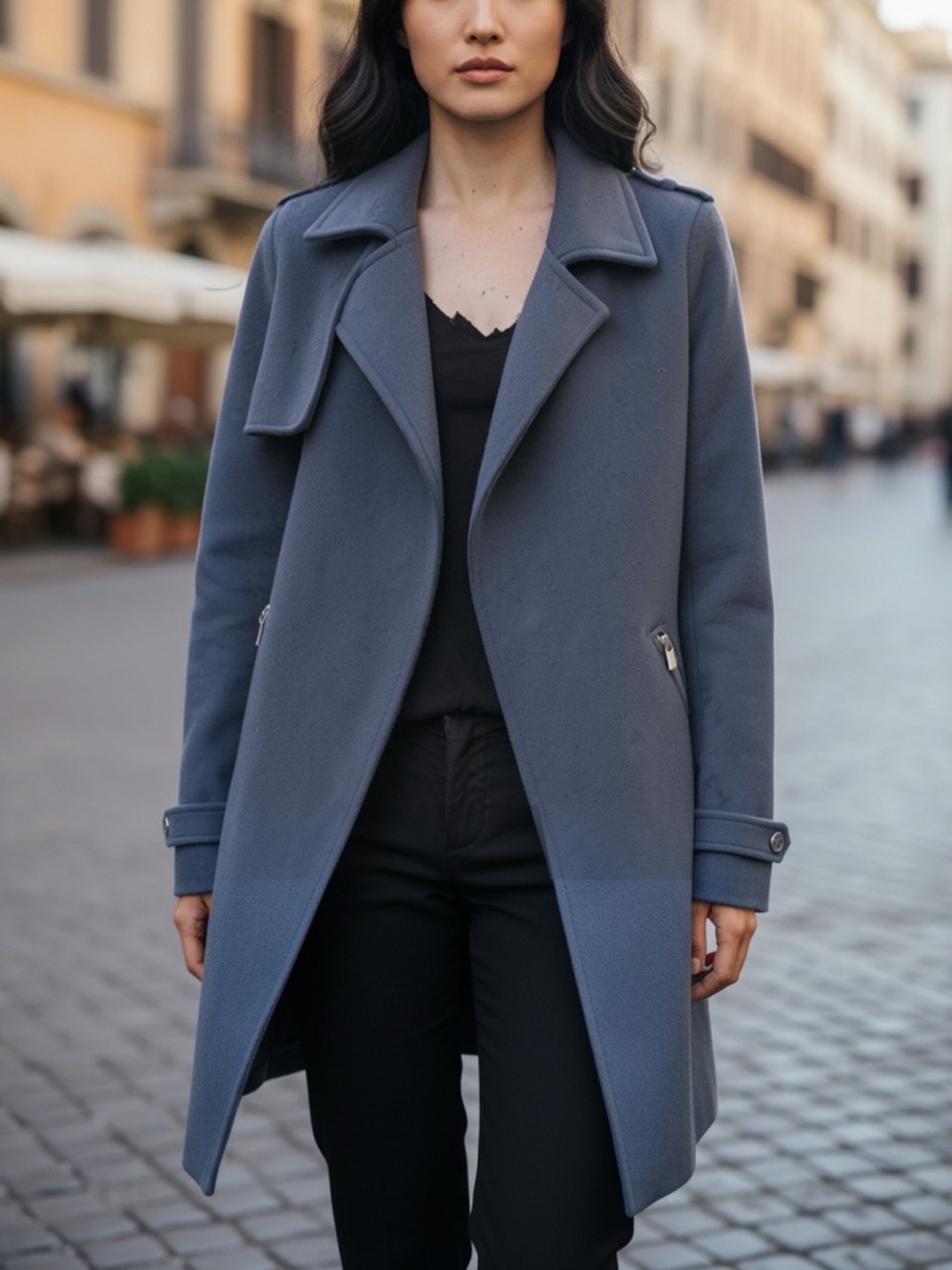 Magaschoni Slate Blue Trench Coat